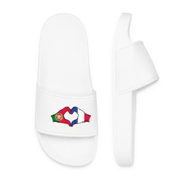 Portugal France Drapeau Mains Coeur Forme - Claquettes Femme - blanc - Devant