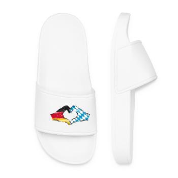 Germany Bavaria Flag Hands Heart Shape Used - Women’s Pool Sliders - white - Front