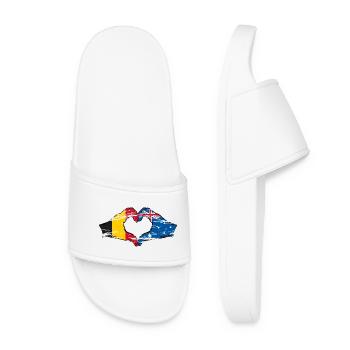 Belgium Australia Flag Heart shape used - Women’s Pool Sliders - white - Front
