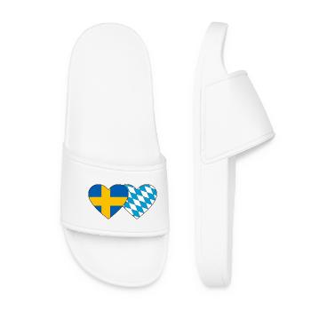 Suède Bavière Drapeau Coeur - Claquettes Femme - blanc - Devant