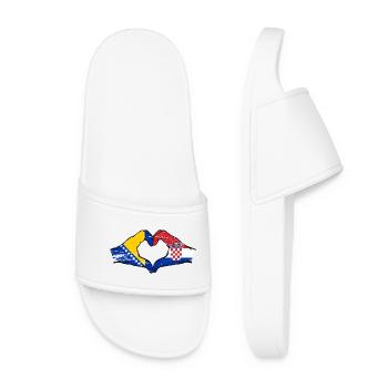 Bosnie Croatie drapeau mains forme de coeur utilisé - Claquettes Femme - blanc - Devant