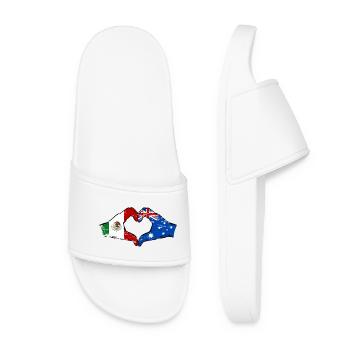 Mexico Australia Flag Hands Heart Shape Used - Women’s Pool Sliders - white - Front