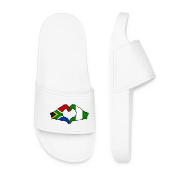 Afrique du Sud Nigeria Drapeau Mains Coeur Forme - Claquettes Femme - blanc - Devant