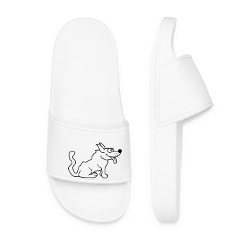 Dear dog sticks out his tongue happily - Women’s Pool Sliders - white - Front