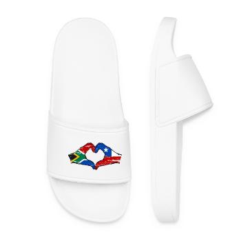Afrique du Sud Chili drapeau mains forme de coeur utilisé - Claquettes Femme - blanc - Devant