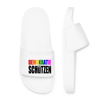 demokratie schützen - Frauen Badelatschen - Weiß - Vorne