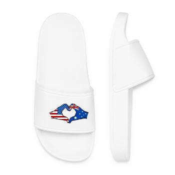 USA Australia Flag Hand Heart Shape - Women’s Pool Sliders - white - Front