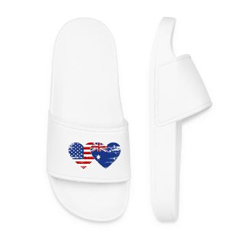 États-Unis, Australie, drapeau, forme de coeur utilisé - Claquettes Femme - blanc - Devant