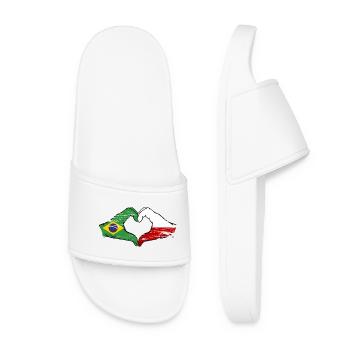 Brazil Poland Flag Hand Shape Heart Shape Used - Women’s Pool Sliders - white - Front
