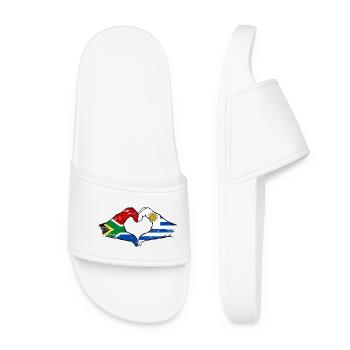 Afrique du Sud Uruguay Drapeau Mains Coeur Utilisé - Claquettes Femme - blanc - Devant
