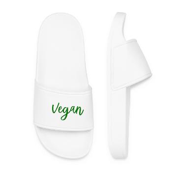 Vegan - Veganerin - Veganer - Frauen Badelatschen - Weiß - Vorne