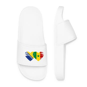 Drapeau Bosnie-Sénégal Coeur - Claquettes Femme - blanc - Devant