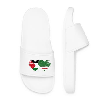 Palestine Tchétchénie Drapeau Coeur Utilisé - Claquettes Femme - blanc - Devant