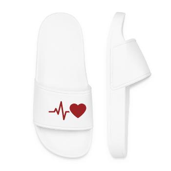 Heartbeat ECG | Love for Medicine Symbol - Women’s Pool Sliders - white - Front