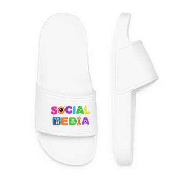 Colorful Social Media Pop Art - Women’s Pool Sliders - white - Front