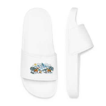 Mountains Forest Deer Panorama - Women’s Pool Sliders - white - Front