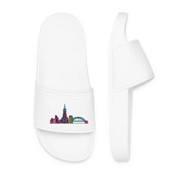 Ligne de la silhouette de la ville de Nimègue Waal Bridge - Claquettes Femme - blanc - Devant