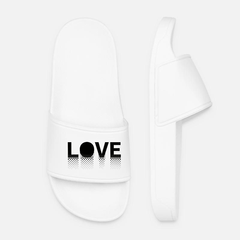 Love in dots on black background - Women’s Pool Sliders - white