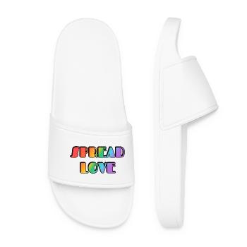 Spread Love Rainbow Typography - Women’s Pool Sliders - white - Front