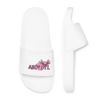 Cheerful Axolotl Lettering - Women’s Pool Sliders - white - Front