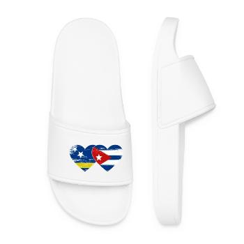 Curacao Cuba flag heart used - Women’s Pool Sliders - white - Front