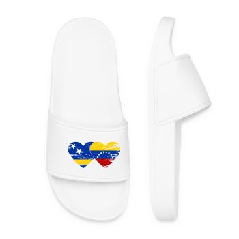 Curacao Venezuela flag heart used - Women’s Pool Sliders - white - Front