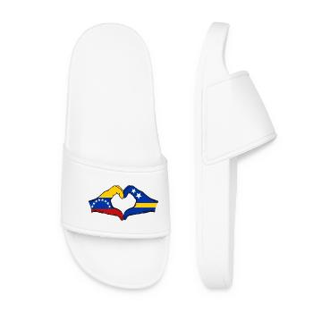 Venezuela Curacao Flag Hands Heart Shape - Women’s Pool Sliders - white - Front
