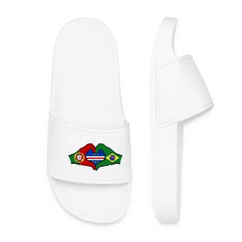 Cape Verde Portugal Brazil Flag Hands - Women’s Pool Sliders - white - Front