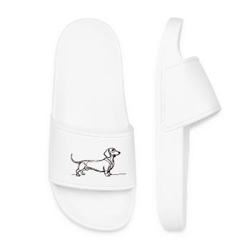 Chemise minimaliste teckel en une ligne avec un teckel - Claquettes Femme - blanc - Devant