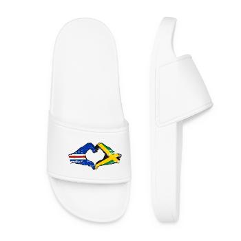 Cape Verde Jamaica flag hands heart shape used - Women’s Pool Sliders - white - Front