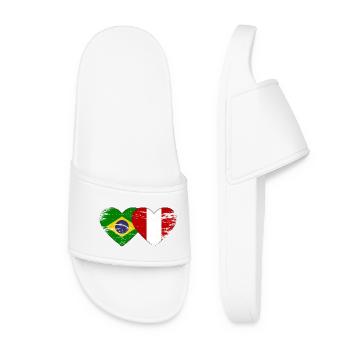 Brazil Peru Flag Hands Heart Shape Used - Women’s Pool Sliders - white - Front
