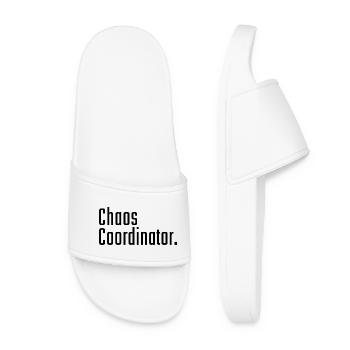 Chaos Coordinator - Typography Saying - Women’s Pool Sliders - white - Front