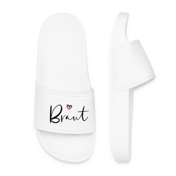 Cadeau de partie de poule coeur de mariée - Claquettes Femme - blanc - Devant