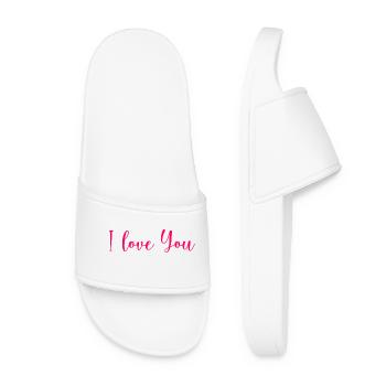 VALENTINSTAG. Junggesellinnenabschied. ICH LIEBE DICH. ICH LIEBE DICH. LIEBE - Frauen Badelatschen - Weiß - Vorne
