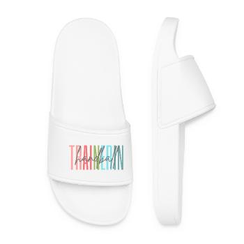 Trainerin Handball Handballtrainerin Geschenk - Frauen Badelatschen - Weiß - Vorne