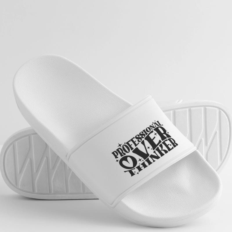 Professional Overthinker Witty Typography Humor Women’s Pool Sliders