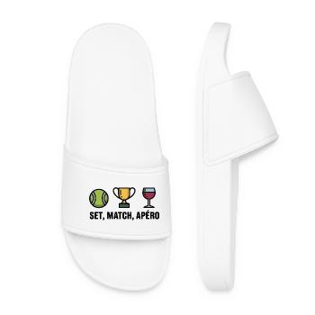Set, Match, Apéro humour tennis - Claquettes Femme - blanc - Devant