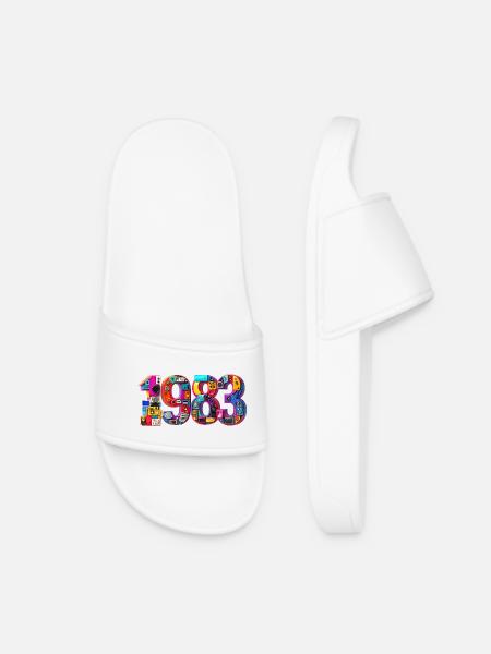 1983 – Mariage, date de naissance, année, diplôme d’études secondaires - Claquettes Femme - blanc