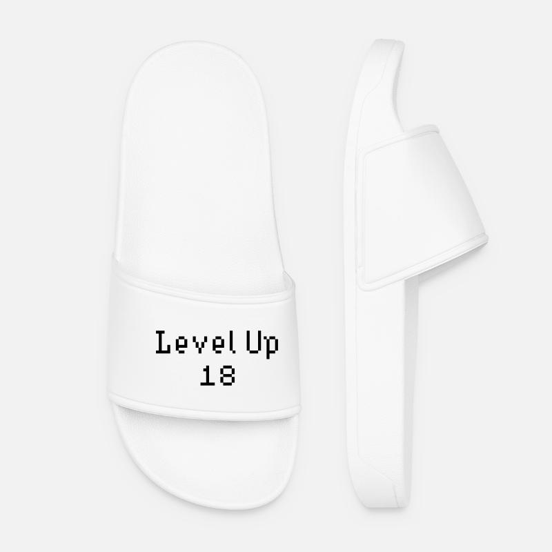 Level Up - 18th Birthday - Women’s Pool Sliders - white