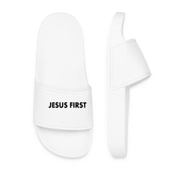 Jesus first - Women’s Pool Sliders - white - Front