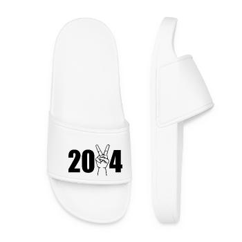 2024 Hand with victory sign - Women’s Pool Sliders - white - Front