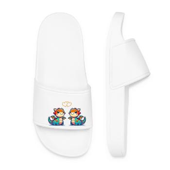 Dragon Cartoon Love - Women’s Pool Sliders - white - Front