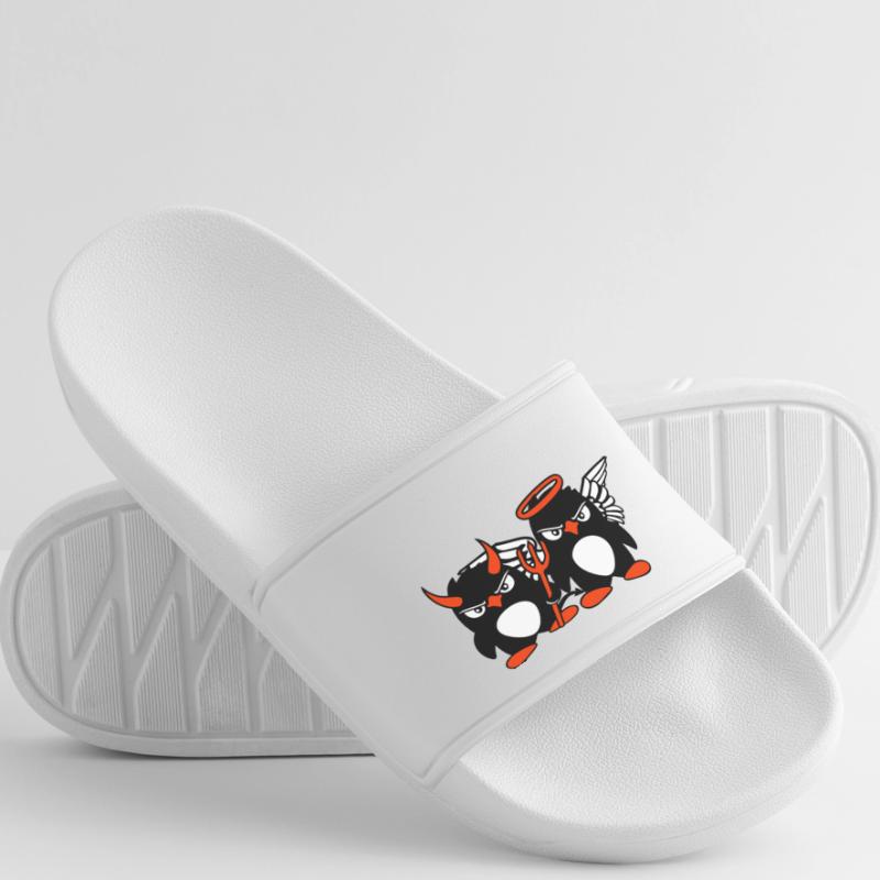 2 Penguins Angel Devil Evil Good Sky Hell Cool Women’s Pool Sliders