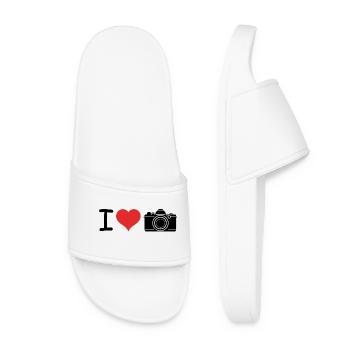 I love Camera Photography Quote - Fitness Design - Frauen Badelatschen - Weiß - Vorne