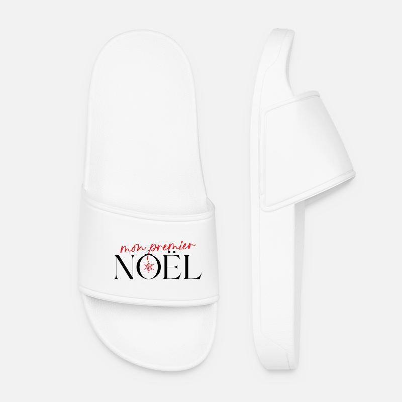 My First Red Snowflake Christmas - Women’s Pool Sliders - white
