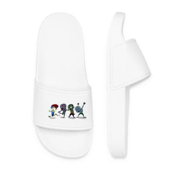 Funny Runner Chased By Zombies Cardio Halloween - Women’s Pool Sliders - white - Front