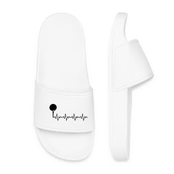 Golf Golfer Golf Ball ECG Heartbeat Heart Rate - Women’s Pool Sliders - white - Front