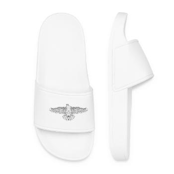 Digital Falcon – Modern Line Art in Black - Women’s Pool Sliders - white - Front