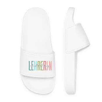 Teacher with heart gift - Women’s Pool Sliders - white - Front