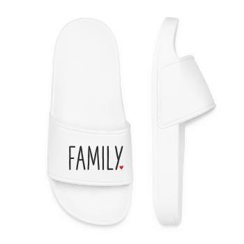 Family ❤️ – Liebevolles Textdesign - Frauen Badelatschen - Weiß - Vorne